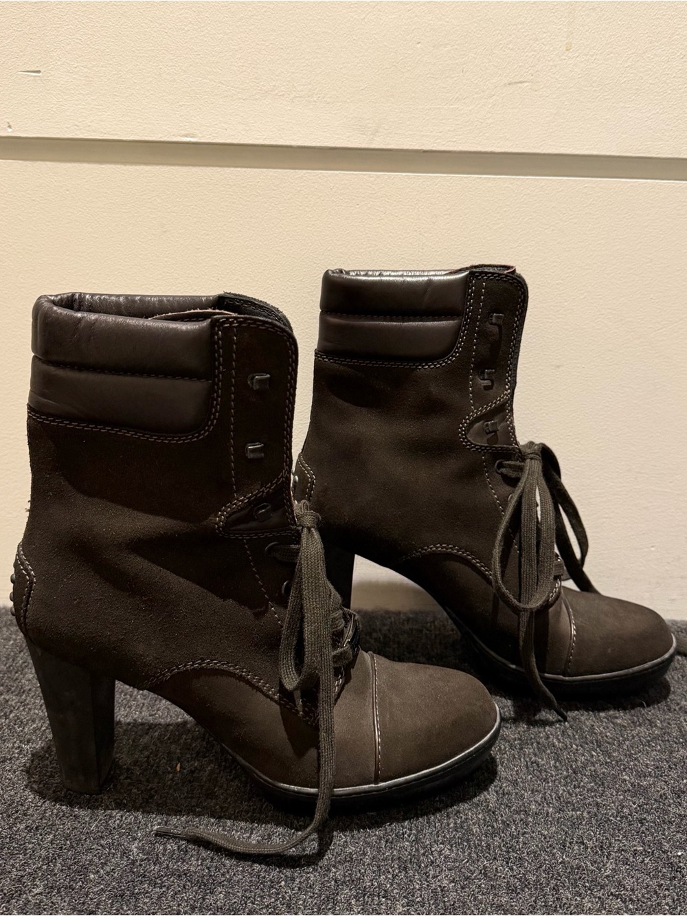 Tod’s Women’s Brown Lace-Up High Heel Ankle Boots